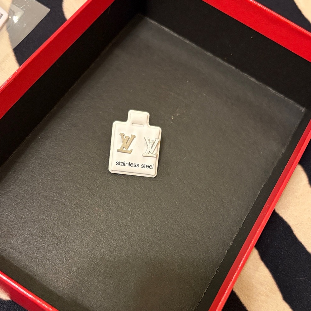 Designer inspired LV Silver Stainless Steel  Earring studs.